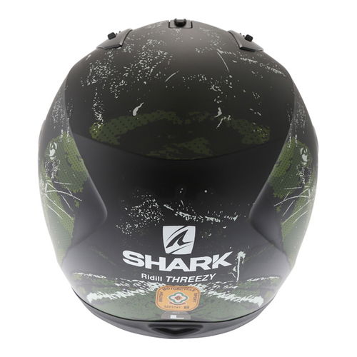 Shark Ridill Threezy Black Green Full Face Motorcycle Helmet Back                                                                                                                                                                                              