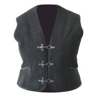 Ladies Leather Vest Black