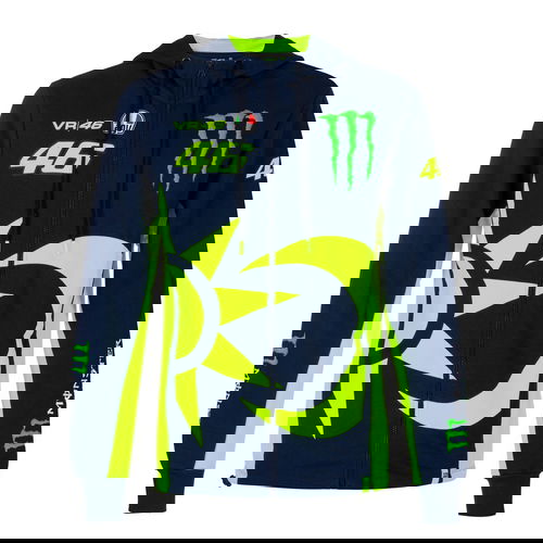 VR46 Full Zip Replica Hoodie Black Yellow Size: S