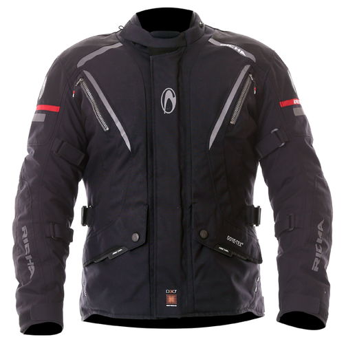 Richa Cyclone Mens Black GoreTex Waterproof Textile Motorcycle Jacket Front                                                                                                                                                                                    