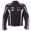 RST IOM TT Team CE Black White Textile Motorcycle Jacket Front                                                                                                                                                                                                 