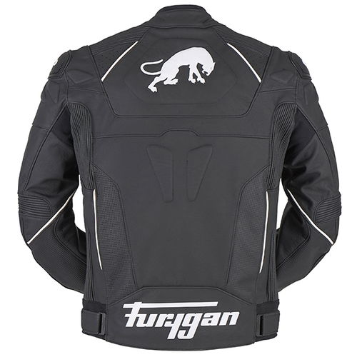 Furygan Raptor Evo Black White Leather Motorcycle Jacket Back                                                                                                                                                                                                  