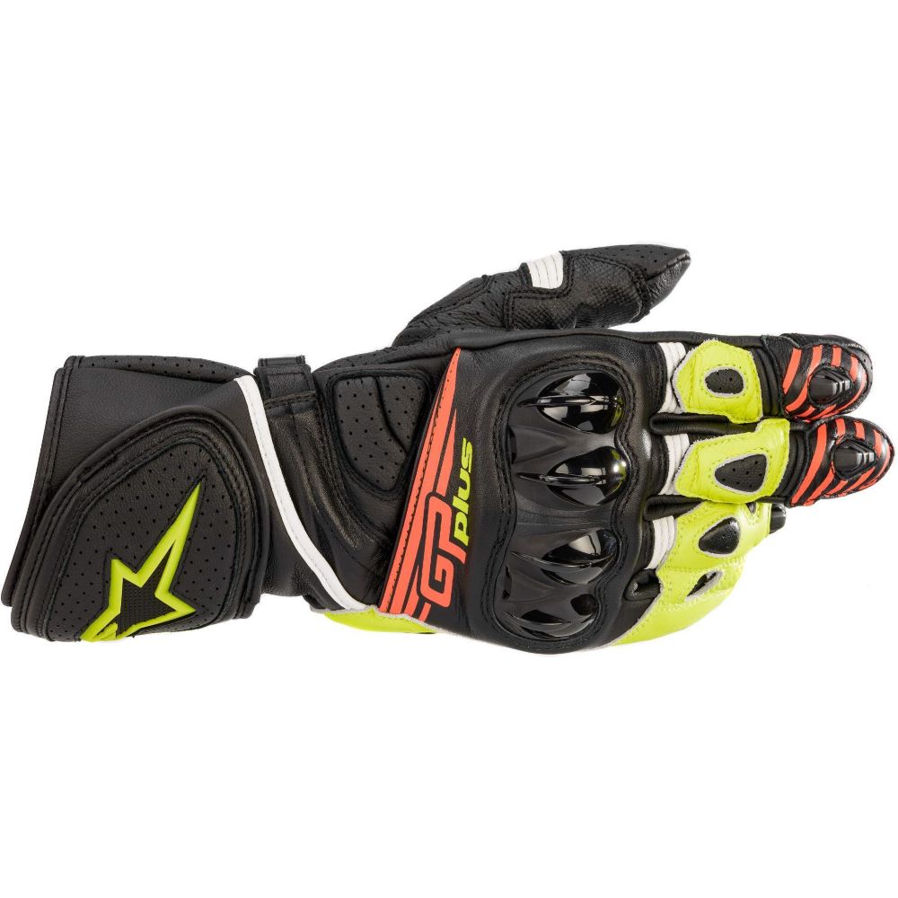 Alpinestars GP Plus R V2 Gloves Black Yellow Fluo Red Fluo Size: Mens UK - S