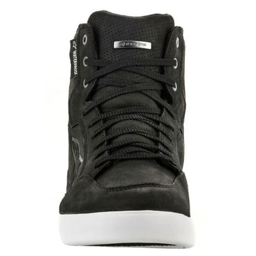 Alpinestars J-6 Waterproof Black White Motorcycle Shoes Front                                                                                                                                                                                                  