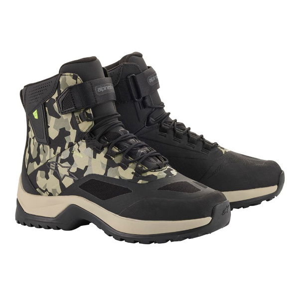 Alpinestars CR-6 Drystar Riding Shoes Black Military Green Camo Sand Size: UK 4
