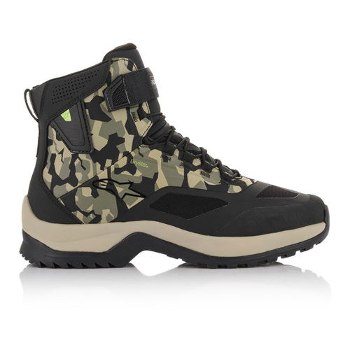 Alpinestars CR-6 Drystar Riding Shoes Black Military Green Camo Sand Size: UK 4