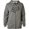 Fox Legacy Heather Graphite Foxhead Zip Fleece Front                                                                                                                                                                                                           