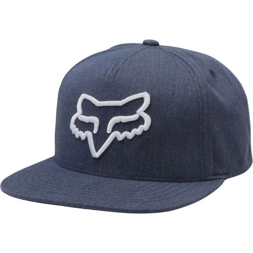 Fox Instill Navy White Snapback Hat Front                                                                                                                                                                                                                      