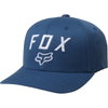 Fox Legacy Moth 110 Distressed Blue Snapback Hat Front                                                                                                                                                                                                         