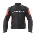 Racing 3 Leather Jacket Black White Fluo Red