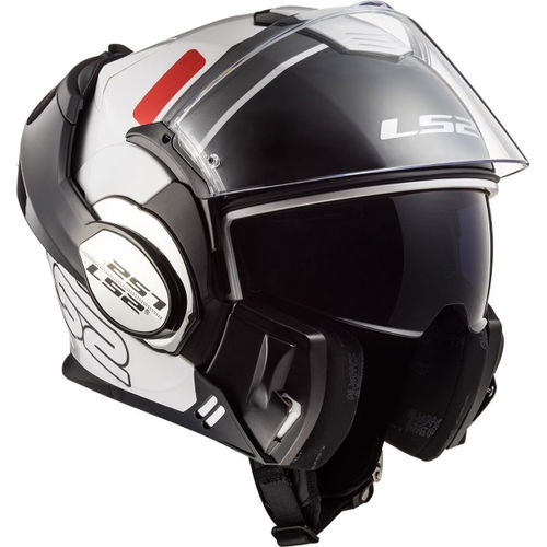 LS2 FF399 Valiant Prox White Black Red 8 Red Flip Front Motorcycle Helmet Front Right                                                                                                                                                                          
