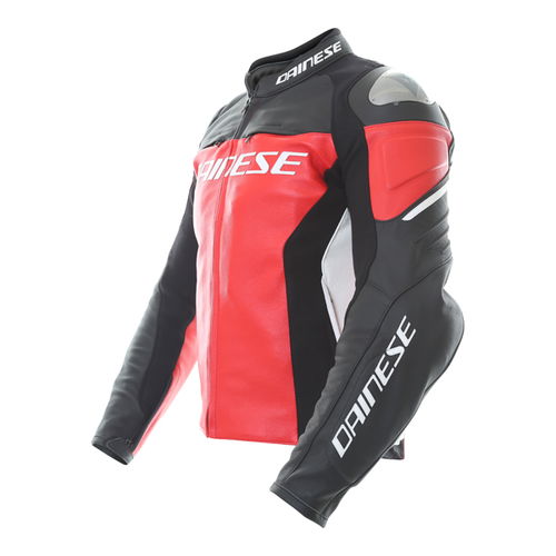 Dainese Racing 3 Red Black Leather Motorcycle Jacket Side                                                                                                                                                                                                      