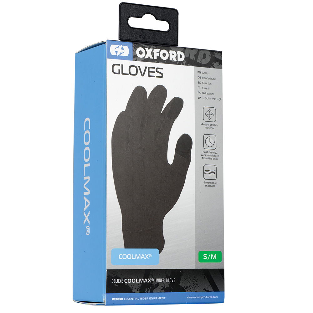 Oxford Products Coolmax Gloves Black Mens - S/M