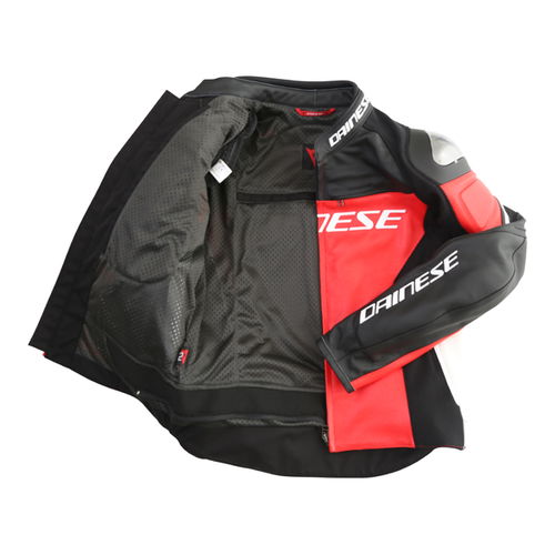 Dainese Racing 3 Red Black Leather Motorcycle Jacket Inside                                                                                                                                                                                                    