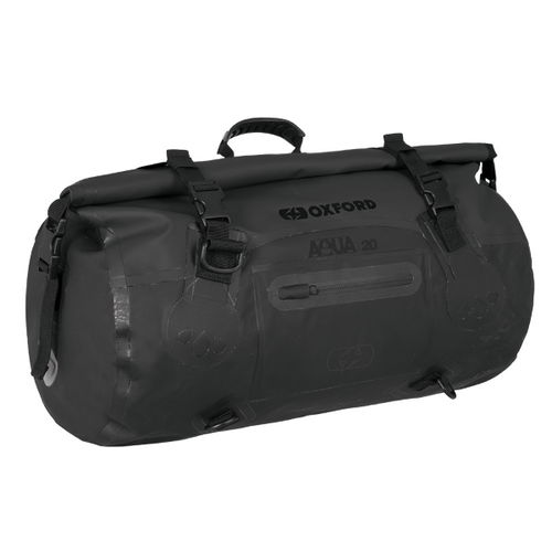 Oxford Products Aqua T-20 Black Waterproof Motorcycle Roll Bag End                                                                                                                                                                                             