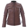 BKS Brandy Ladies Brown Leather Motorcycle Jacket Front                                                                                                                                                                                                        
