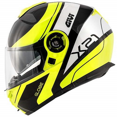 Givi X21 Challenger Black Yellow Flip Front Motorcycle Helmet Left Side                                                                                                                                                                                        