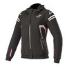 Alpinestars Stella Sektor Tech Ladies Black White Fuchsia Textile Motorcycle Hoodie Front                                                                                                                                                                      