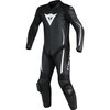 Dainese Assen Black Black White Leather Motorcycle 1-Piece Suits Front                                                                                                                                                                                         