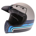 Moto-3 Stripes Helmet Silver Black Blue