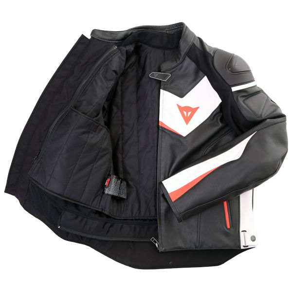 Dainese Velostar Leather Jacket Black White Red Mens - 40