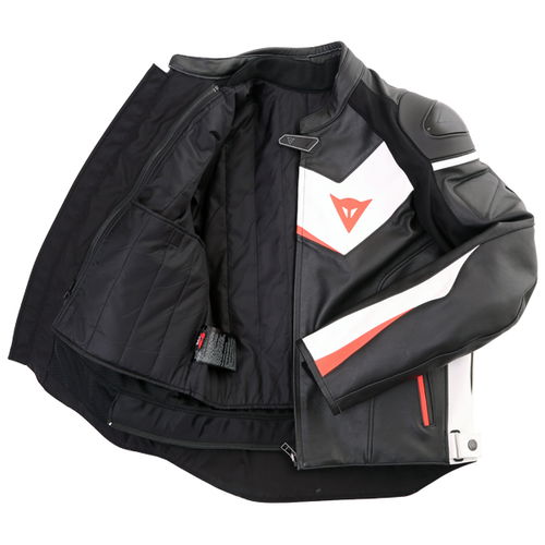 Dainese Velostar Leather Jacket Black White Red Mens - 40