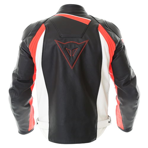 Dainese Velostar Leather Jacket Black White Red Mens - 40