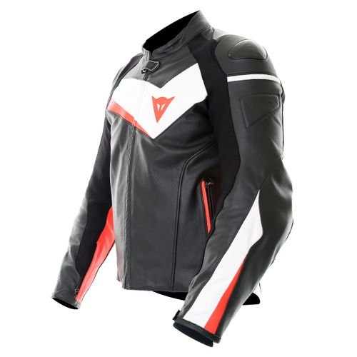 Dainese Velostar Leather Jacket Black White Red Mens - 40
