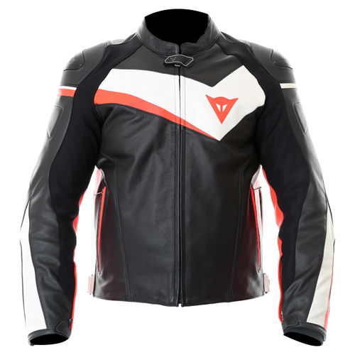 Dainese Velostar Leather Jacket Black White Red Mens - 40