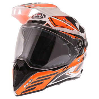 Airoh Commander Carbon Orange Adventure Motorcycle Helmet Front Left                                                                                                                                                                                           