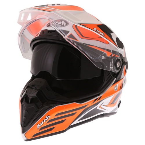 Airoh Commander Carbon Orange Adventure Motorcycle Helmet Open With Sun Visor                                                                                                                                                                                  