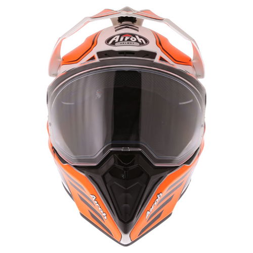 Airoh Commander Carbon Orange Adventure Motorcycle Helmet Front                                                                                                                                                                                                