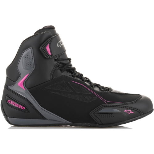 Alpinestars Faster-3 Drystar Ladies Black Fuchsia Motorcycle Shoes Ouside leg                                                                                                                                                                                  