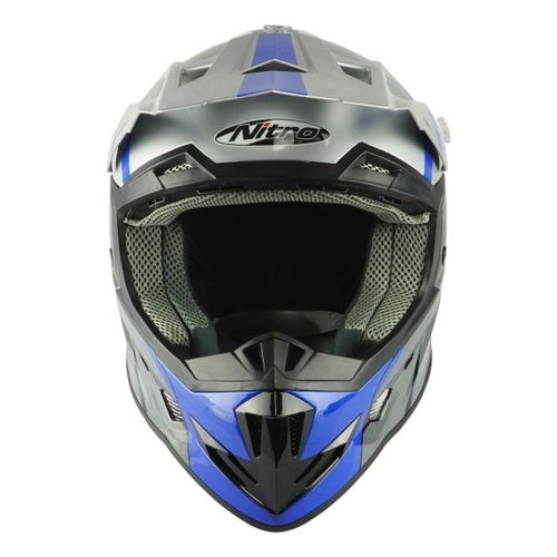 Nitro MX700 Recoil Junior Helmet Silver Black Gun Blue Kids - M (50 cm)
