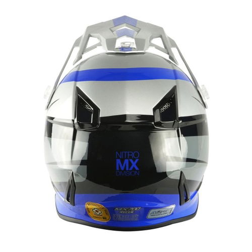 Nitro MX700 Recoil Junior Helmet Silver Black Gun Blue Kids - M (50 cm)
