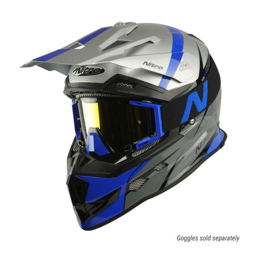 Nitro MX700 Recoil Junior Helmet Silver Black Gun Blue Kids - M (50 cm)