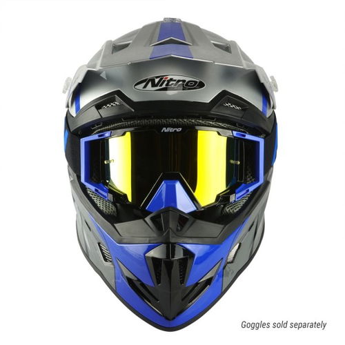 Nitro MX700 Recoil Junior Helmet Silver Black Gun Blue Kids - M (50 cm)