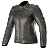 Alpinestars Gal Womens Black Leather Motorcycle Jacket Front                                                                                                                                                                                                   