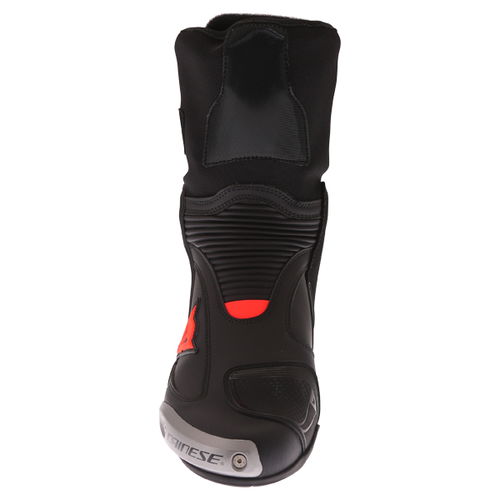 Dainese Axial D1 Black White Lava Red Motorcycle Track Boots Front                                                                                                                                                                                             