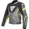 Dainese Avro 4 Black Grey Yellow Leather Motorcycle Jacket Front                                                                                                                                                                                               