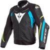 Dainese Super Speed 3 Black Blue Yellow Leather Motorcycle Jacket Front                                                                                                                                                                                        