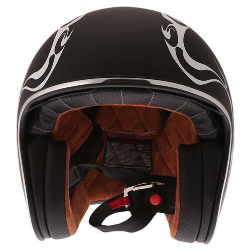 Vcan V537 Classic BTR Black White Open Face Motorcycle Helmet Front                                                                                                                                                                                            