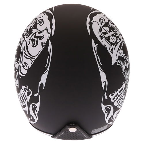 Vcan V537 Classic BTR Black White Open Face Motorcycle Helmet Back                                                                                                                                                                                             