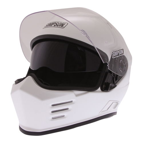 Simpson Venom White Full Face Motorcycle Helmet Open With Sun Visor                                                                                                                                                                                            