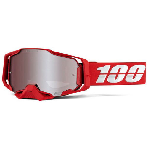 100% Armega Goggles - Red HiPER Silver Mirror Lens