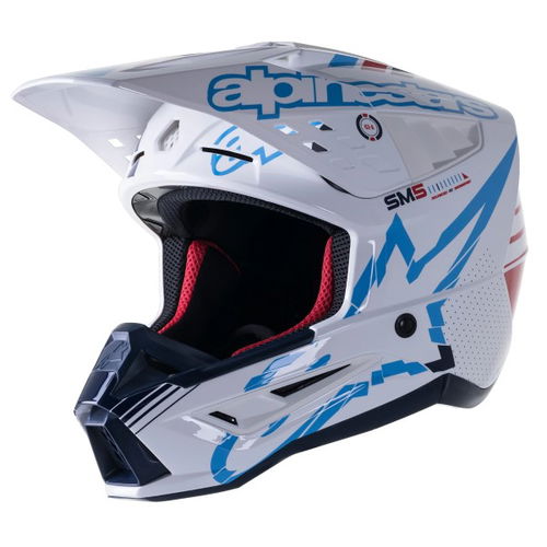Alpinestars S-M5 Action Helmet White Cyan Dark Blue Glossy