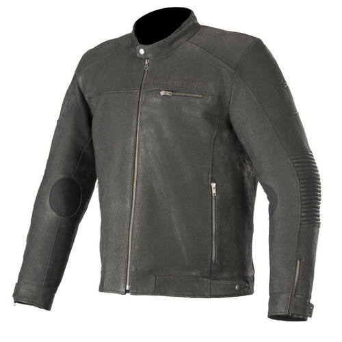 Alpinestars Warhorse Black Leather Motorcycle Jacket Front                                                                                                                                                                                                     