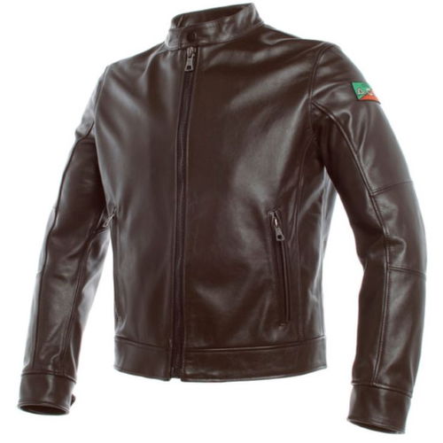 Dainese AGV 1947 Brown Leather Motorcycle Jacket Front                                                                                                                                                                                                         