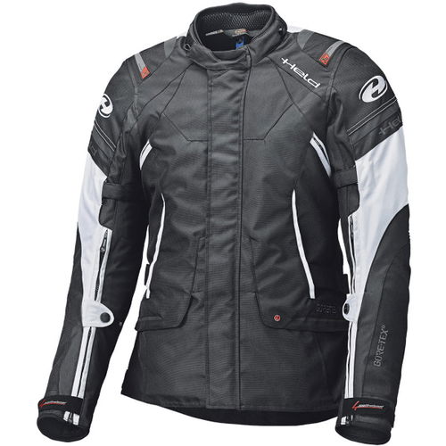 Held Molto Ladies GoreTex Black White Waterproof Textile Motorcycle Jacket Front                                                                                                                                                                               