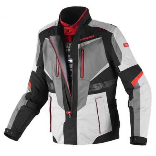 Spidi X-Tour H2Out Black Grey Red Waterproof Motorbike Jacket Front                                                                                                                                                                                            